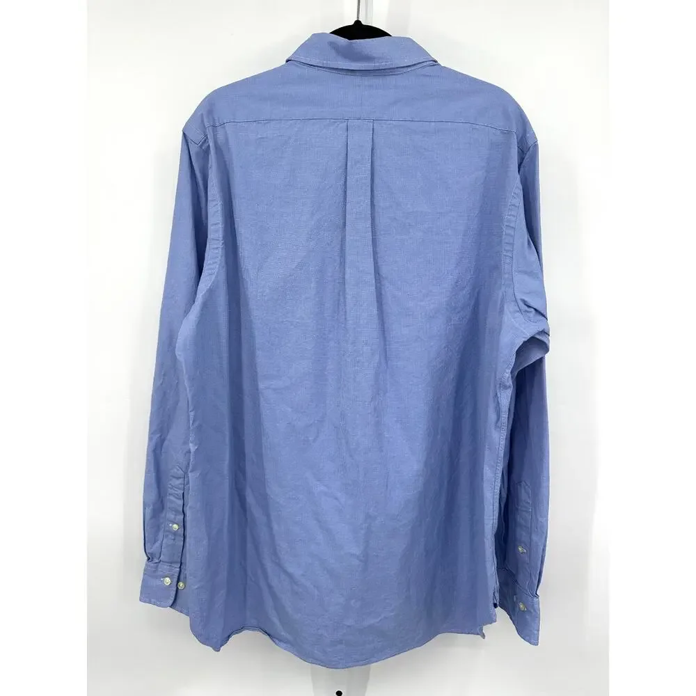 Ralph Lauren Mens Button Down Shirt Blue End on End 17.5 36/37 Tall